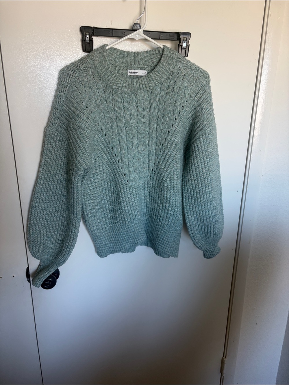 Sonoma Sage Green Cable Knit Crewneck Sweater